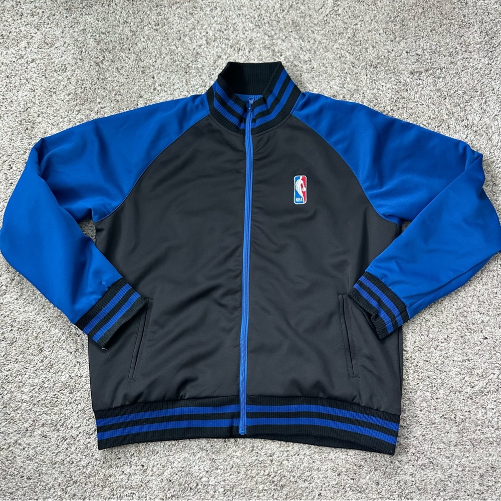 NBA Logo Man Reversible Jacket JH Design MEN Size 2XL Blue‎ Black Flawed Read